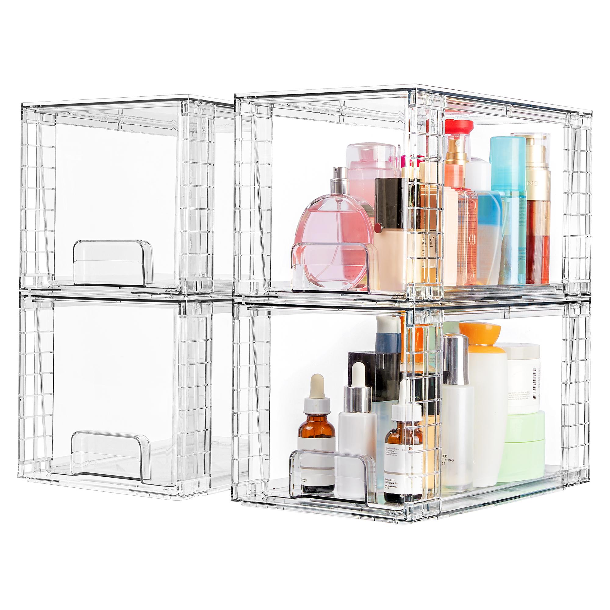 Drawer Organizer Bamboo - 2-8 Pack 12 Inch Clear Stackable