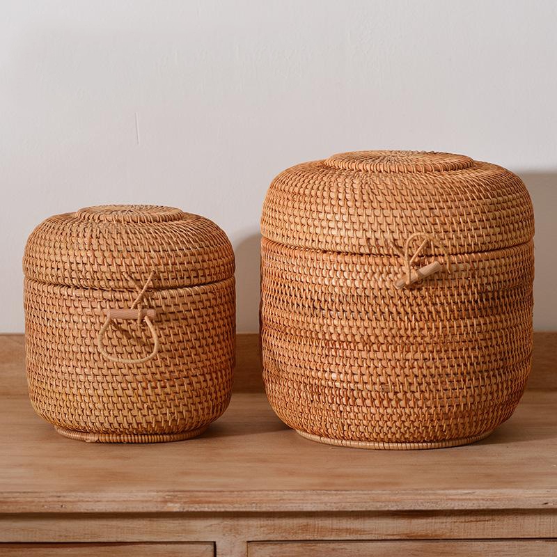 Drawer Organizer Bamboo - Handwoven Rattan Tea Storage Box With