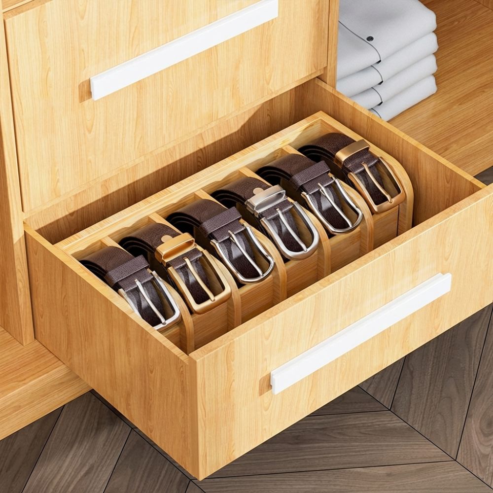 Drawer Organizer Bamboo - Bamboo Belt Organizer Space Saving Multi-Functional