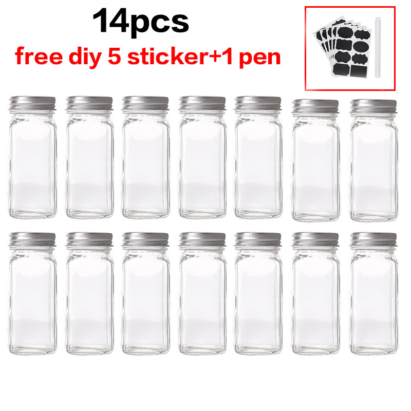Drawer Organizer Bamboo - Glass Spice Jars with Bamboo Lid