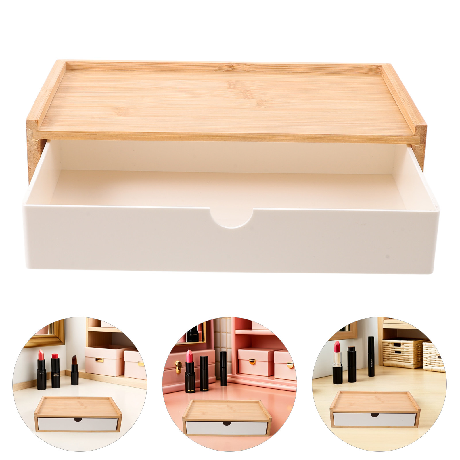 Drawer Organizer Bamboo - Desk Organizer Desktop Storage Box Office