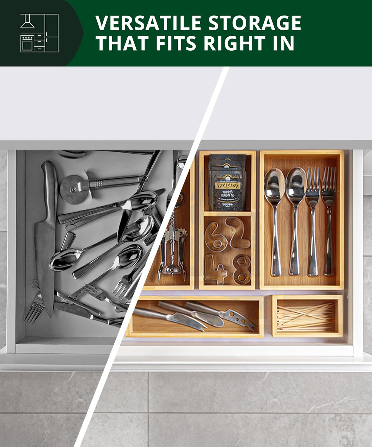 5-Piece Bamboo Drawer Organize - Drawer Organizer Bamboo recension och pris