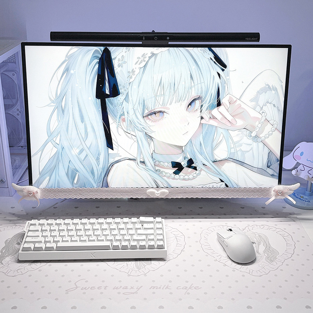 New Screen Decor White Lace Mo - Desk Setup No Monitor recension och pris