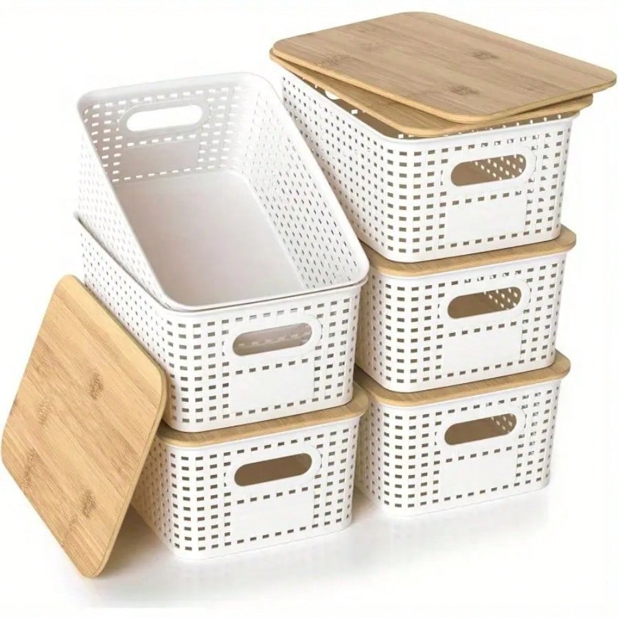 6 Pack Stackable Storage Bins  - Drawer Organizer Bamboo recension och pris