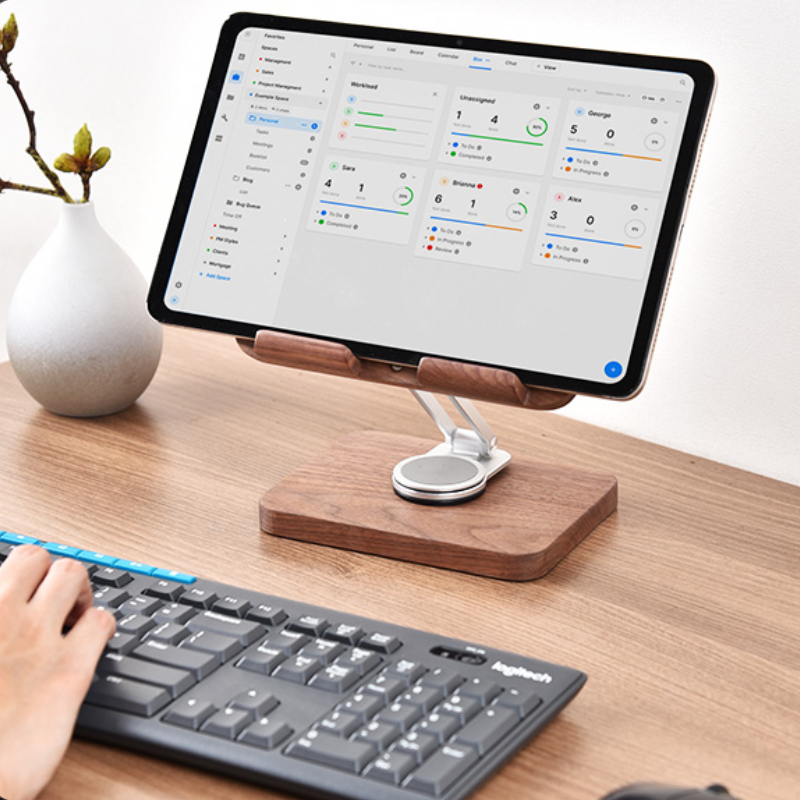 Black Walnut iPad Stand with 3 - Desk Setup Tablet recension och pris