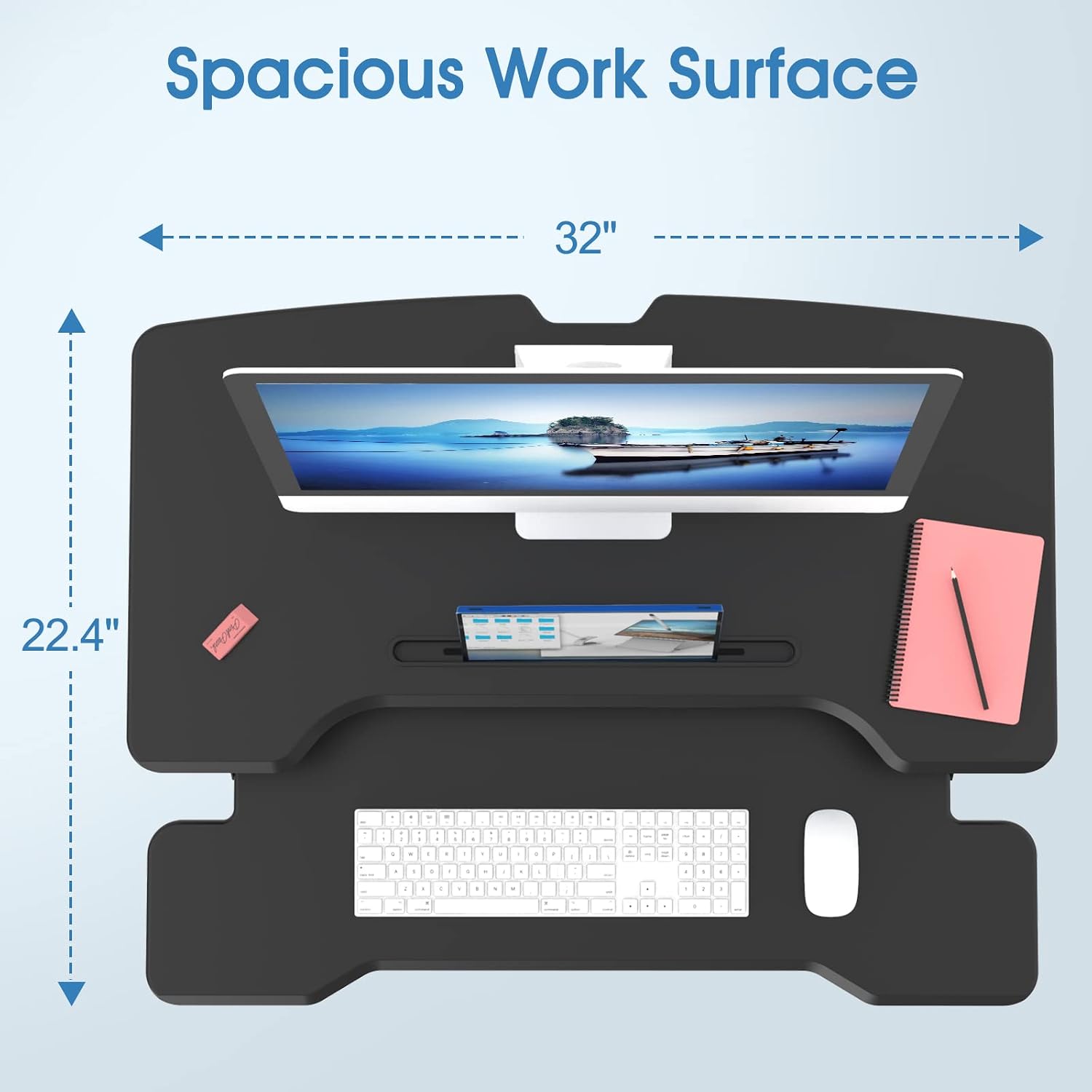 Standing Desk Converter, Heigh - Desk Setup With Keyboard Tray recension och pris