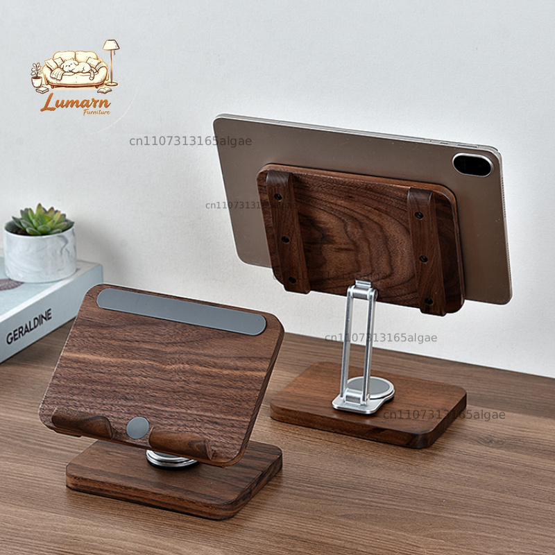 Black Walnut iPad Stand with 3 - Desk Setup Tablet recension och pris