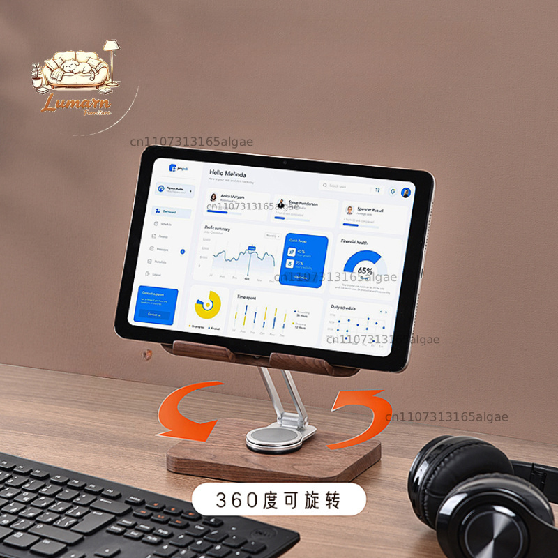 Black Walnut iPad Stand with 3 - Desk Setup Tablet recension och pris