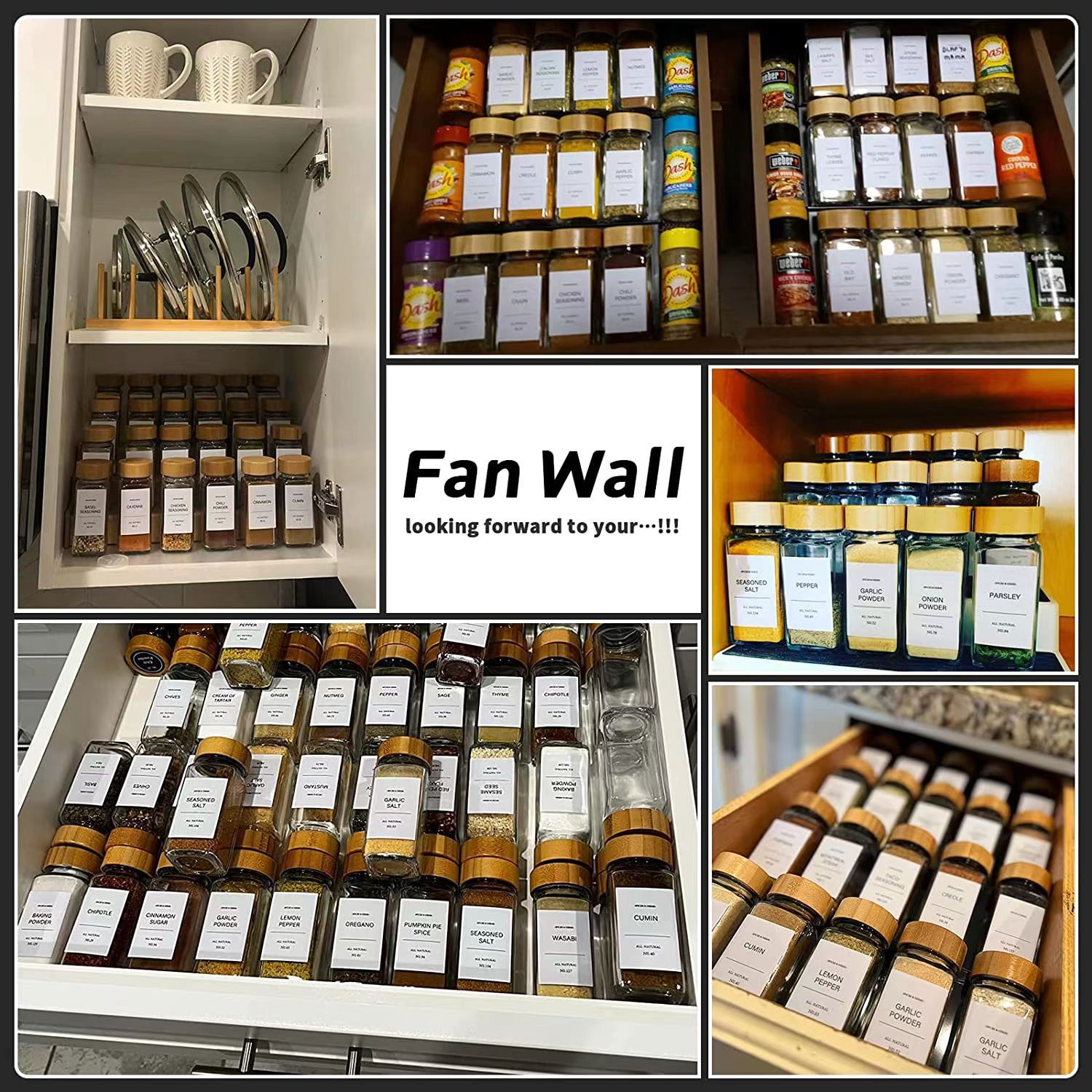 Glass Spice Jars with Bamboo L - Drawer Organizer Bamboo recension och pris