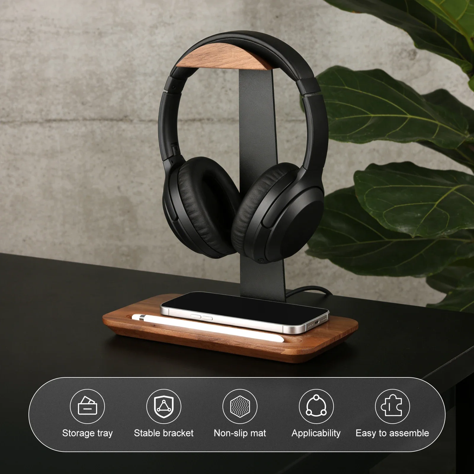 Universal Wood Headphone Stand - Desk Setup Wood recension och pris