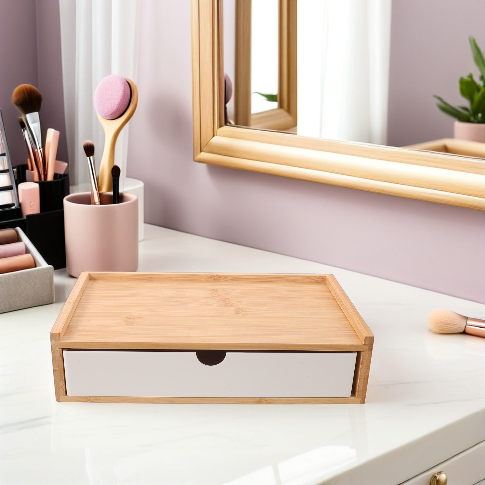 Desk Organizer Desktop Storage - Drawer Organizer Bamboo recension och pris