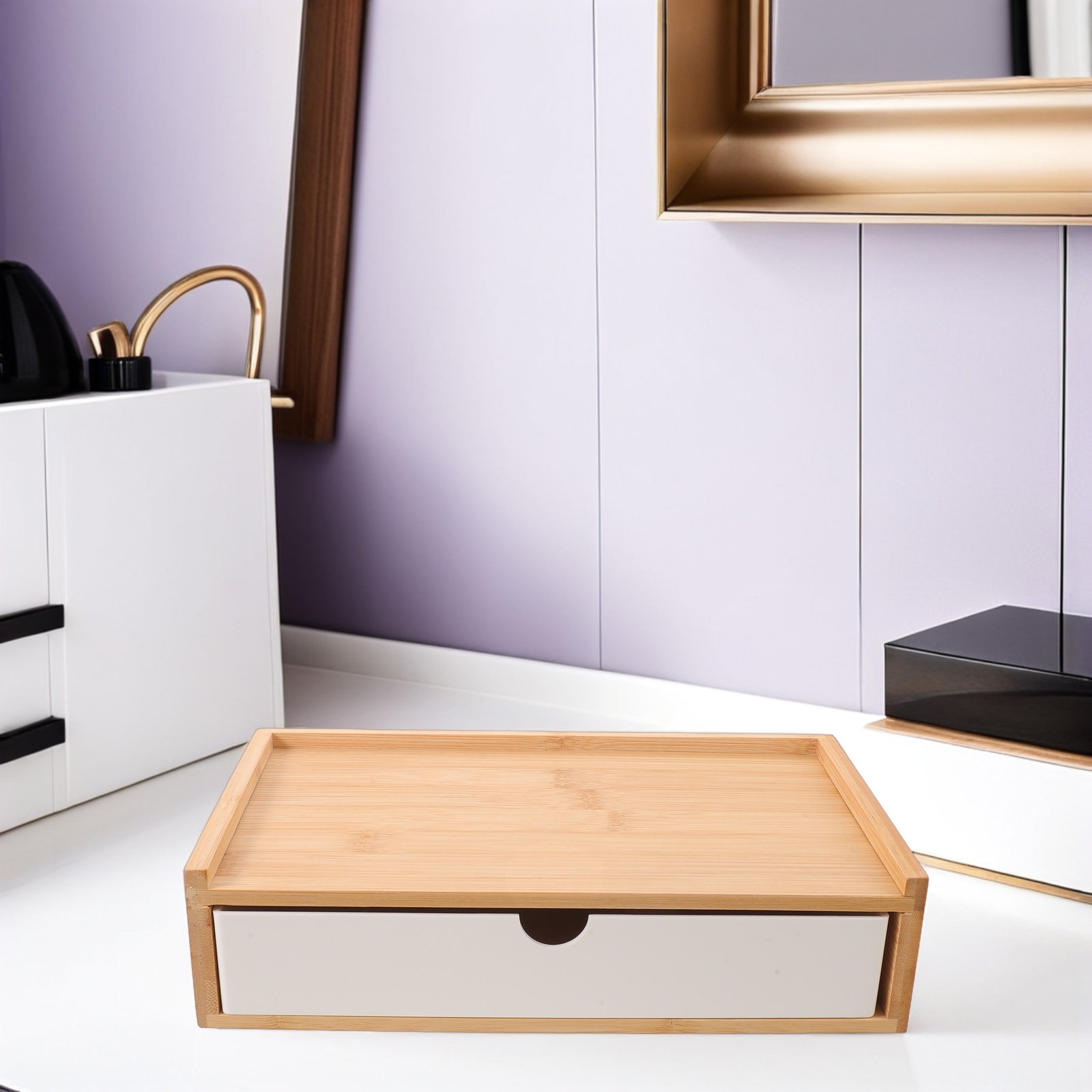Desk Organizer Desktop Storage - Drawer Organizer Bamboo recension och pris