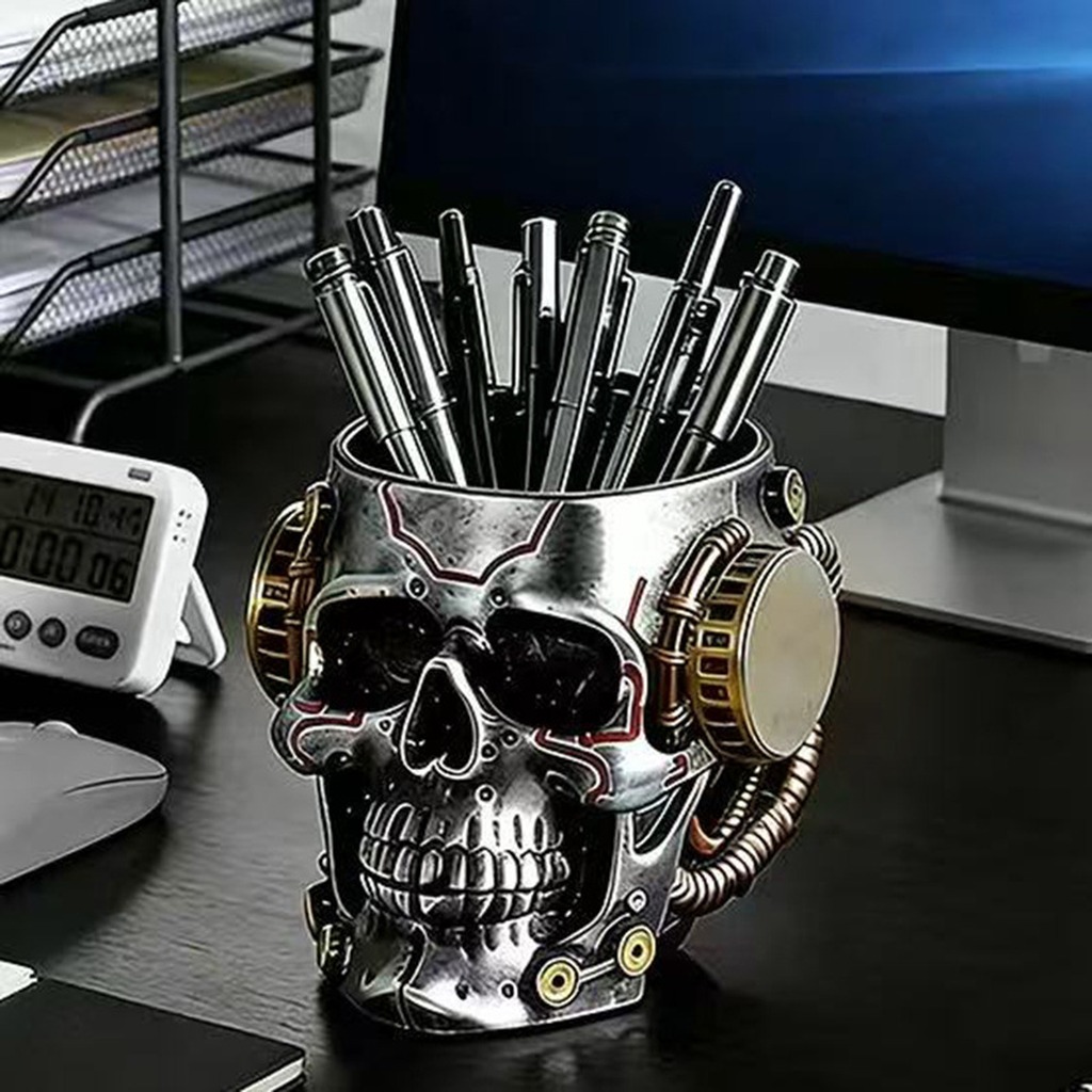 Cyberpunk Mechanical Skull Pen - Desk Setup Gadgets recension och pris
