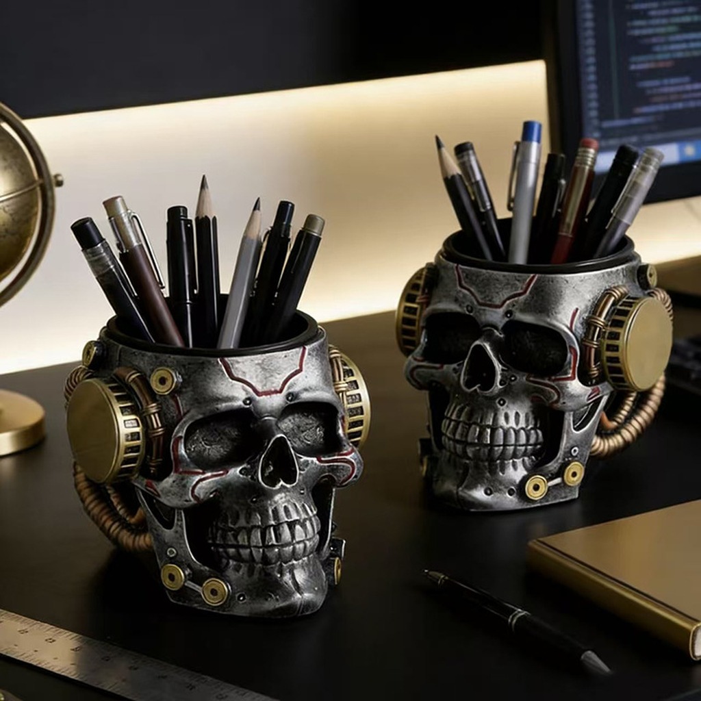 Cyberpunk Mechanical Skull Pen - Desk Setup Gadgets recension och pris