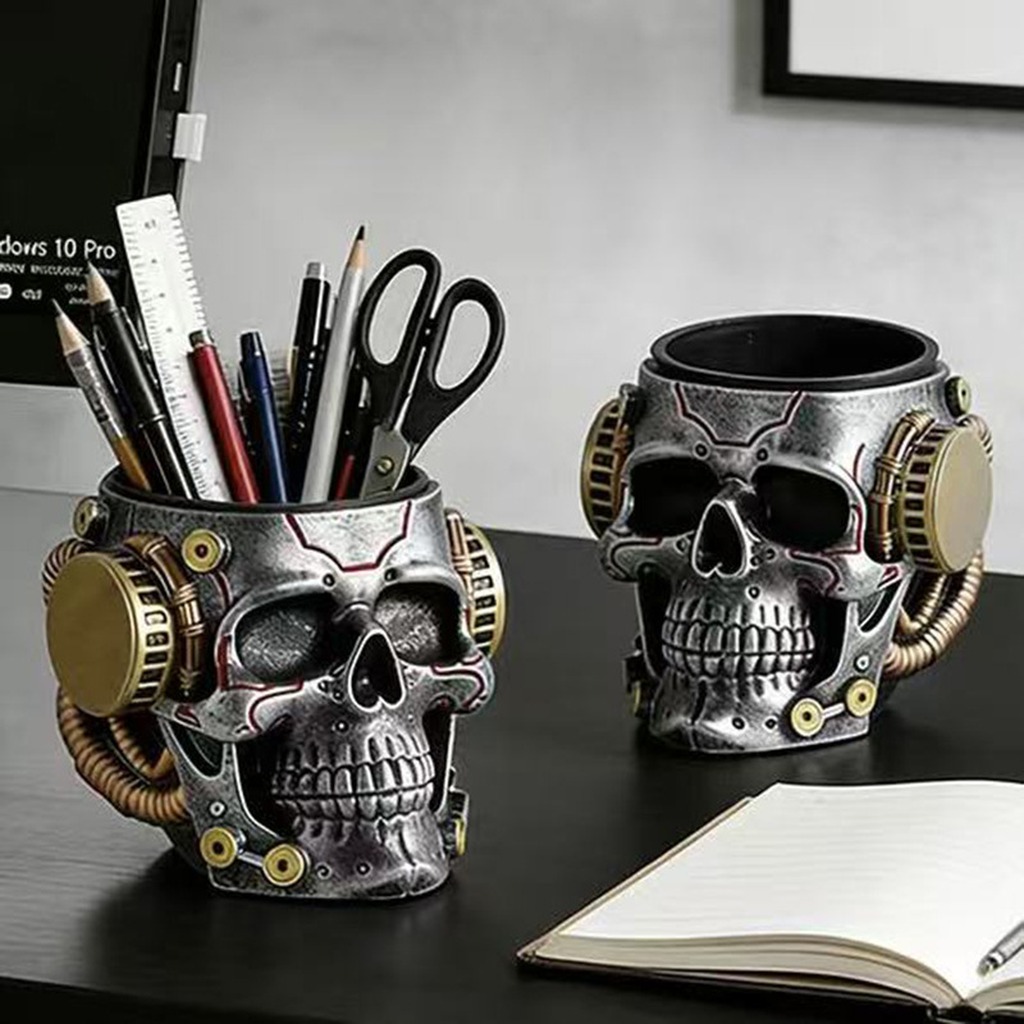 Cyberpunk Mechanical Skull Pen - Desk Setup Gadgets recension och pris