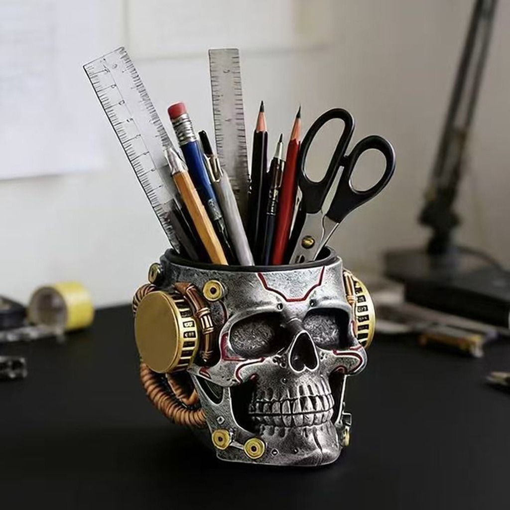 Cyberpunk Mechanical Skull Pen - Desk Setup Gadgets recension och pris