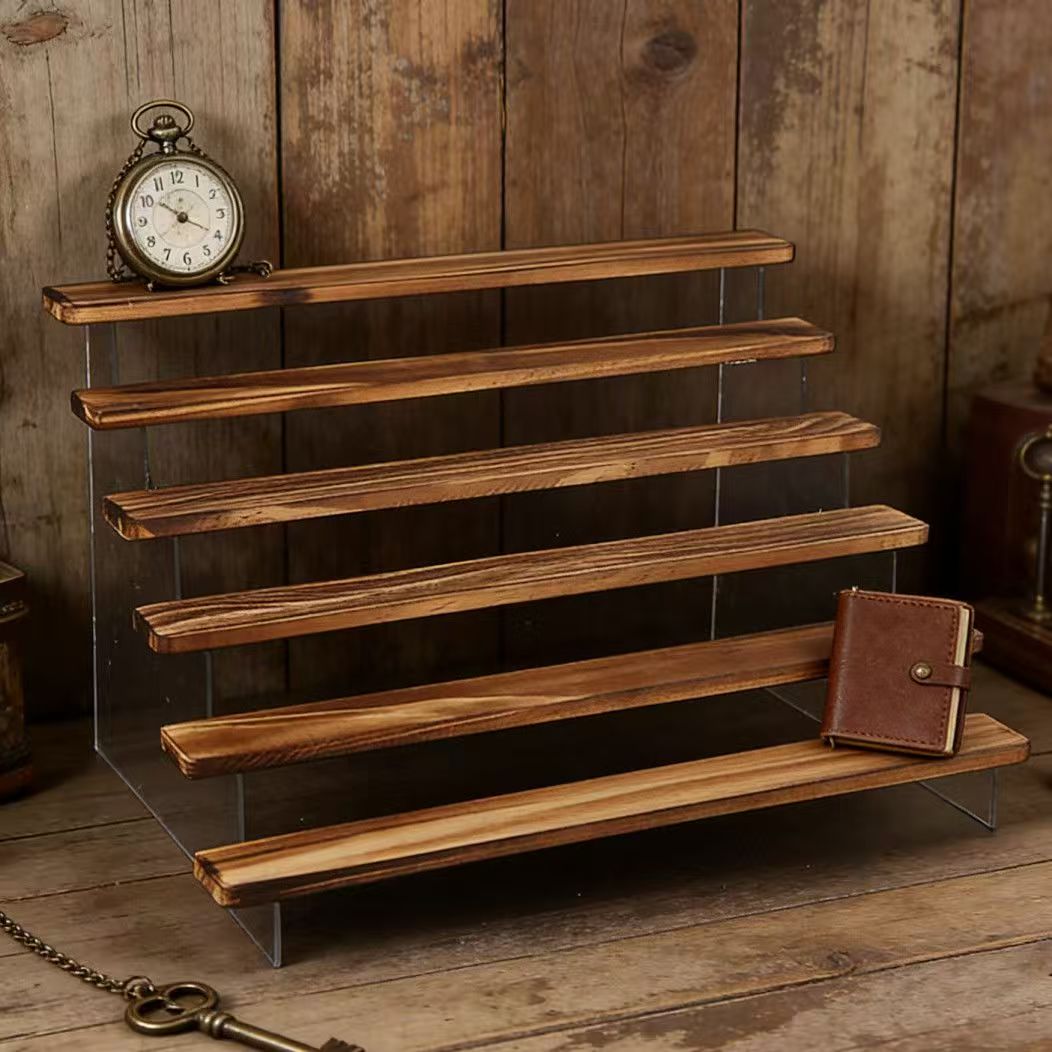 Charred Wooden Step Display St - Desk Setup Wood recension och pris