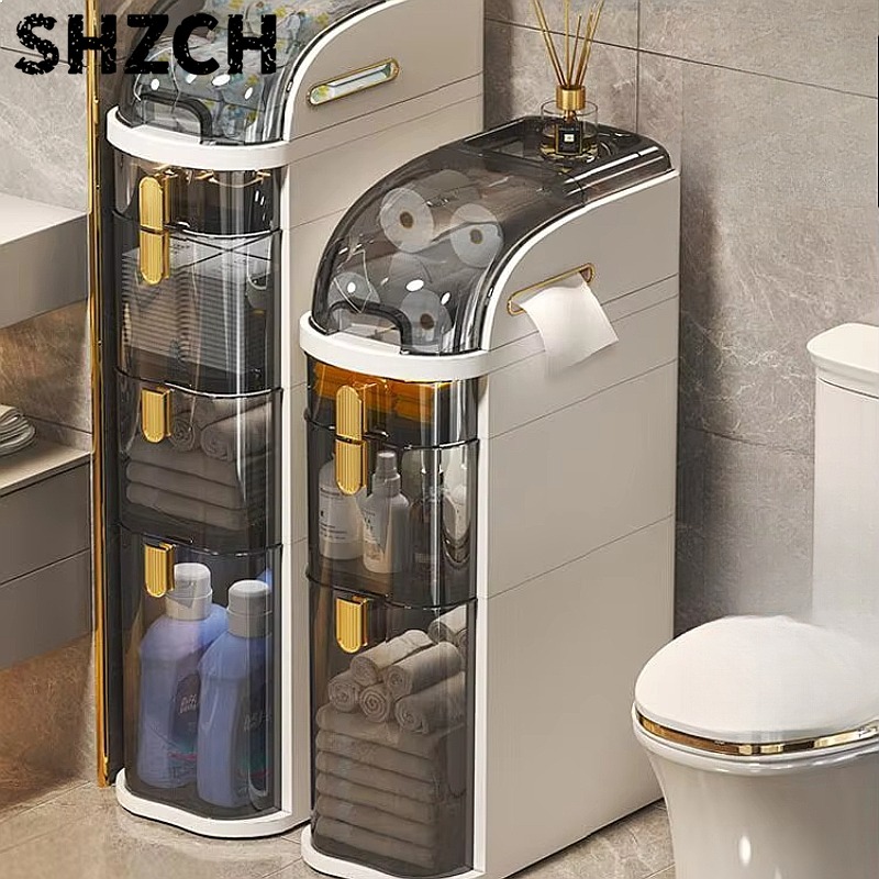 Slim Bathroom Storage Cabinet  - Drawer Organizer Bamboo recension och pris